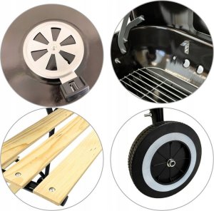 kontrast Grill węglowy na kółkach 3 póki pokrywa BBQ 1013 3