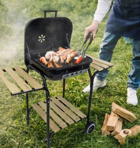 kontrast Grill węglowy na kółkach 3 póki pokrywa BBQ 1013 7