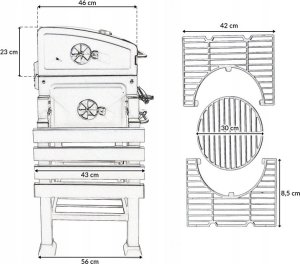 kontrast Grill węglowy premium na kółkach pokrywa półki ruszt żeliwny BBQ 1010 5