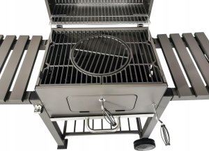 kontrast Grill węglowy premium na kółkach pokrywa półki ruszt żeliwny BBQ 1010 6