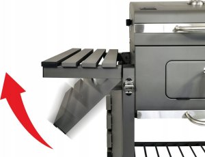 kontrast Grill węglowy premium na kółkach pokrywa półki ruszt żeliwny BBQ 1010 9