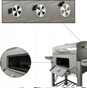 kontrast Grill węglowy premium na kółkach pokrywa półki ruszt żeliwny BBQ 1010 10