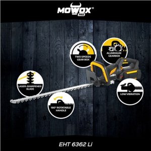 Mowox MoWox | 62V Excel Series Hand Held Battery Hedge Trimmer With Rotating Handle | EHT 6362 Li | Cordless 6
