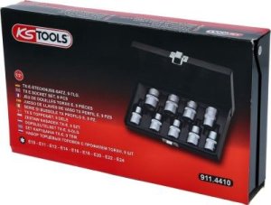 KS Tools Galvučių komplektas 1/2'' Torx E10-E24 9vnt., KS Tools 1