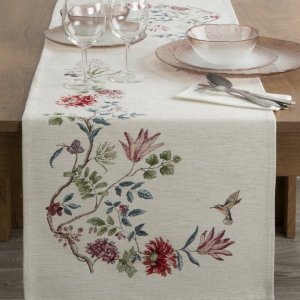 Eurofirany Bieżnik z gobeliny szenilowej wzór w kwiaty 40X100 2