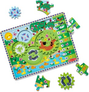 Melissa & Doug MELISSA Drewniana układanka z kołami zębatymi Zwierzęta 24el 31004 1