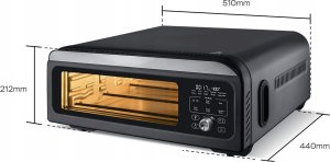 Mini piekarnik TurboTronic Piec do pizzy mini piekarnik 400c TurboTronic akcesoria kamień taca blacha ruszt szczypce rękawica 18L 2000w Czarny 3