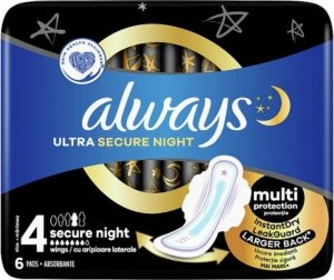 Always Always, Podpaski Ultra Secure Night, 6szt. 1