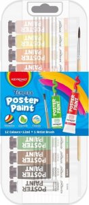 PBS Connect Farby plakatowe KEYROAD 12x12ml, pędzelek gratis, w pudełku, mix kolorów 1