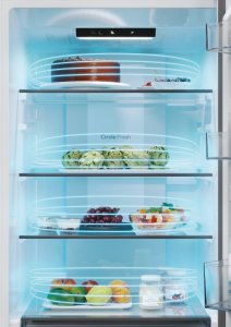 Lodówka Candy Candy Refrigerator | CNCQ2T618EX | Energy efficiency class E | Free standing | Combi | Height 185 cm | No Frost system | Fridge net capacity 235 L | Freezer net capacity 120 L | 38 dB | Inox 23
