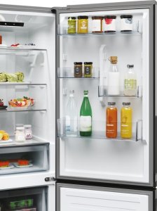 Lodówka Candy Candy Refrigerator | CNCQ2T618EX | Energy efficiency class E | Free standing | Combi | Height 185 cm | No Frost system | Fridge net capacity 235 L | Freezer net capacity 120 L | 38 dB | Inox 10