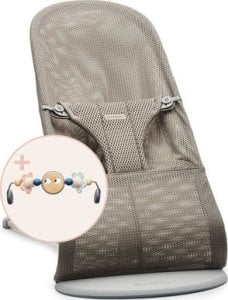 BabyBjorn BABYBJORN gultukas BLISS Mesh, pilkas/beige + žaislas, 606102 1