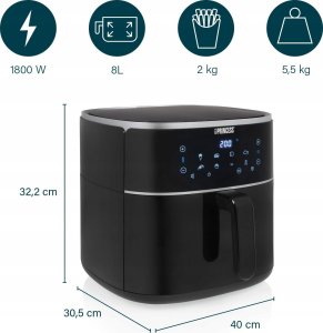 Frytkownica beztłuszczowa Princess Princess Digital Airfryer | 182254 | Power 1800 W | Capacity 8 L | Black 10
