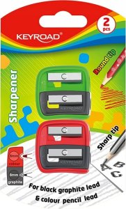 PBS Connect Temperówka plastikowa KEYROAD, podwójna, 2 szt., blister, mix kolorów, cena za blister 1