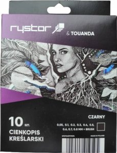 Rystor Cienkopisy kreślarskie Rystor Technic (9 + brush) czarne (10) 2