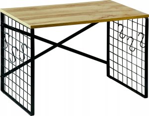 Kesper Metalowa półka kuchnna z haczykami i dębowym dekorem, 52 x 32,5 cm 2