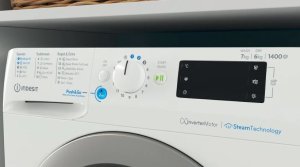 Pralko-suszarka Indesit INDESIT | Washing machine with Dryer | BDE 76435 WSV EE | Energy efficiency class B/D | Front loading | Washing capacity 7 kg | 1351 RPM | Depth 54 cm | Width 60 cm | LCD | Drying system | Drying capacity 6 kg | Steam function | Wh 2