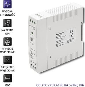 Zasilacz serwerowy Qoltec Qoltec Zasilacz na szynę DIN 24W 24V 1A Biały Slim 4
