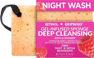 Biovene Night Wash głęboko oczyszczająca gąbka z retinolem i żelem malinowym 75g 1