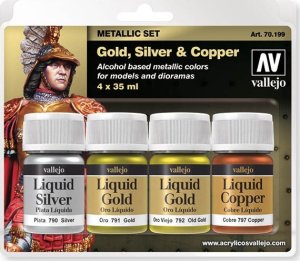 Vallejo Vallejo: Metallic Set - Liquid Gold Silver Copper 4x 35 mm 2