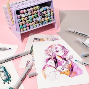 ARRTX Dvipusiai markeriai - flomasteriai ARRTX Oros, 66 spalvų, pastelinių atspalvių 6