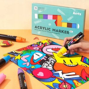 ARRTX Akriliniai markeriai - flomasteriai Jumbo, 10 spalvų 4