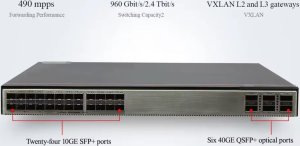 Switch Huawei Huawei Switch S6730-H24X6C (24*10GE SFP+ ports, 6*40GE QSFP28 ports, optional license for upgrade to 6*100GE QSFP28, without power module) + license L-MLIC-S67H 1