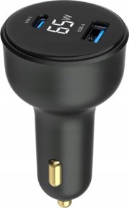 Ładowarka Gembird GEMBIRD Szybka ładowarka samochodowa 2x USB Type-C PD LCD 65 W czarna 4