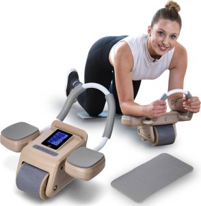 HMS KA08 BROWN ABS AUTOMATYCZNE KOŁO DO ĆWICZEŃ MIĘŚNI BRZUCHA Z WYŚWIETLACZEM LCD I ŁADOWANIEM 2