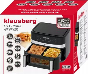 Klausberg FRYTOWNICA BEZTŁUSZCZOWA DWUKOMOROWA 9L 1750W KLAUSBERG AIR FRYER KB-7717 8