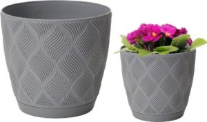 Form-Plastic Osłonka szara plastikowa na kwiaty ozdobna 12,8x11,8 cm 1
