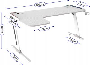 Biurko Cortek BIURKO GAMINGOWE SKY L-SHAPE DUŻE SOLIDNE WARSTWA OCHRONNA UCHWYTY 2