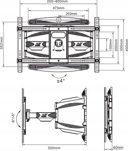 Fiber Mounts Uchwyt ścienny North Bayou P65 40'' - 85'' 11