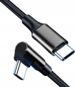 Kabel USB Gembird GEMBIRD Kabel USB typu C kątowy w oplocie tekstylnym 0.2m czarny 1