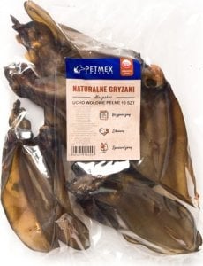 Petmex PETMEX Ucho wołowe z futrem gryzak naturalny 10szt. 1