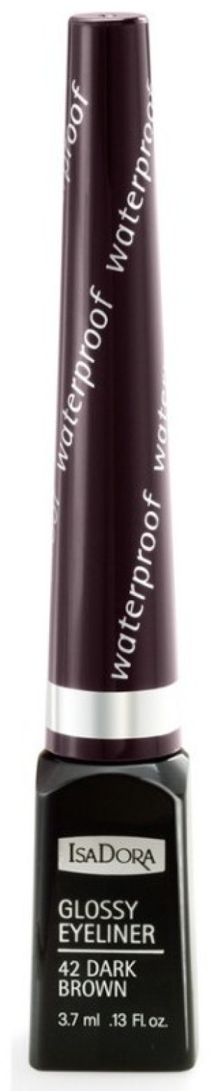 IsaDora Glossy Eyeliner Waterproof liner w pędzelku 42 Dark Brown 3,7ml 1