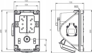 PCESP Rozdzielnica budowlana PCE Combo-Pol 96061441W 16A 400V 3P+Z gniazdo 230V wyłącznik 0-1 IP44 6