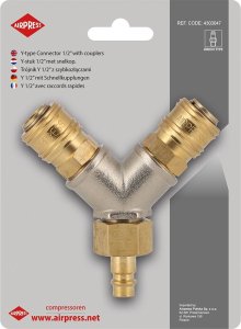 Sprężarka Airpress TRÃJNIK TYP Y 1/2' Z SZYBKOZÅÄCZAMI I WTYKIEM EURO 1