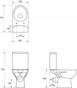 Miska WC Cersanit COMPAC TPARVA 306 PA011 3/6 WHITE 3