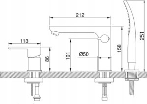 Bateria wannowa Sourcing 3- HOLE BATH TUB MIXER SIROS CHROME 3