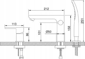 Bateria wannowa Sourcing 3- HOLE BATH TUB MIXER SIROS CHROME 6