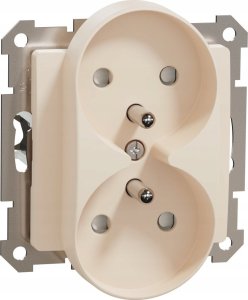 SCHNEIDERE Gniazdo podwójne z uziemieniem Schneider Sedna Design SDD112275 z przesłonami do systemu ramkowego beżowe Design & Elements 2