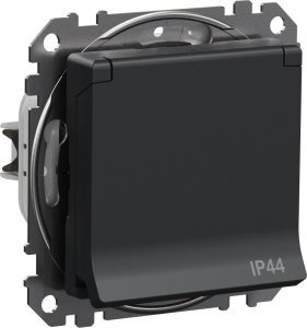 SCHNEIDERE Gniazdo schuko Schneider Sedna Design SDD214023 z przesłonami IP44 czarny antracyt Design & Elements 2