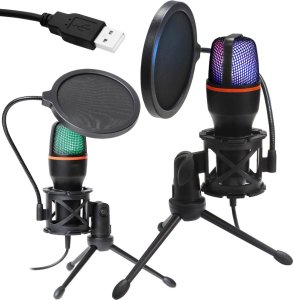 Mikrofon Blow Mikrofon gamingowy stojący z membraną BLOW streaming podświetlany + filtr 7