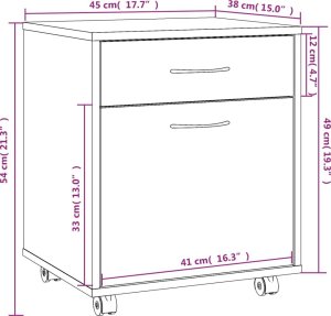 vidaXL vidaXL Szafka na kółkach, przydymiony dąb, 45x38x54 cm 8