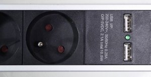 Tradelectra Listwa antyprzepięciowa 2x USB  6x gniazdo sieciowe 16A 3m 3