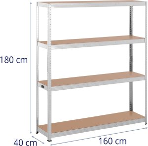 MSW Regał magazynowy metalowy 4 półki 600 kg 160 x 40 x 180 cm szary Regał magazynowy metalowy 4 półki 600 kg 160 x 40 x 180 cm szary 7