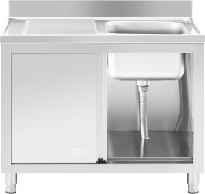 Royal Catering Zlew basen gastronomiczny jednokomorowy z szafką z drzwiami przesuwnymi prawy 100 x 60 x 94 cm Zlew basen gastronomiczny jednokomorowy z szafką z drzwiami przesuwnymi prawy 100 x 60 x 94 cm 8