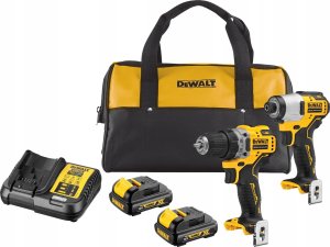 Zestaw elektronarzędzi Dewalt 12v dcd791 + dcf801, 2 x aku dcb125, ład dcb112, torba 1