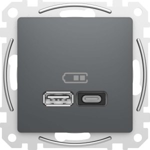 SCHNEIDERE Gniazdo ładowania USB Schneider Sedna Design SDD114404 A+C 45W PD czarny antracyt 2